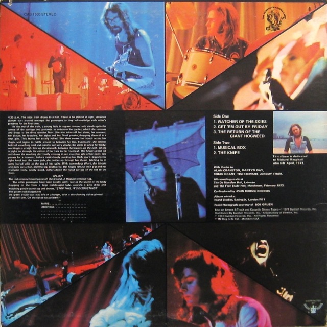 Genesis Live back cover